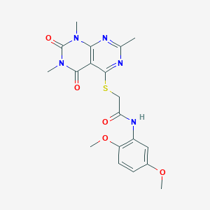 molecular formula C19H21N5O5S B2731494 N-(2,5-dimethoxyphenyl)-2-((2,6,8-trimethyl-5,7-dioxo-5,6,7,8-tetrahydropyrimido[4,5-d]pyrimidin-4-yl)thio)acetamide CAS No. 852168-25-3