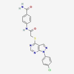 molecular formula C20H15ClN6O2S B2731500 4-(2-((1-(4-chlorophenyl)-1H-pyrazolo[3,4-d]pyrimidin-4-yl)thio)acetamido)benzamide CAS No. 872860-32-7