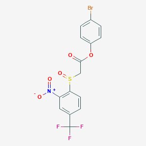 molecular formula C15H9BrF3NO5S B2731511 (4-Bromophenyl) 2-[2-nitro-4-(trifluoromethyl)phenyl]sulfinylacetate CAS No. 957400-03-2
