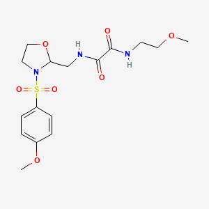 molecular formula C16H23N3O7S B2731518 N1-(2-甲氧基乙基)-N2-((3-((4-甲氧基苯基)磺酰基)噁唑啉-2-基)甲基)草酰胺 CAS No. 868981-23-1