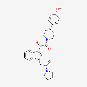 molecular formula C27H30N4O4 B2731539 1-(4-(4-methoxyphenyl)piperazin-1-yl)-2-(1-(2-oxo-2-(pyrrolidin-1-yl)ethyl)-1H-indol-3-yl)ethane-1,2-dione CAS No. 893989-02-1