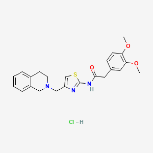 molecular formula C23H26ClN3O3S B2731541 N-(4-((3,4-dihydroisoquinolin-2(1H)-yl)methyl)thiazol-2-yl)-2-(3,4-dimethoxyphenyl)acetamide hydrochloride CAS No. 1216484-94-4