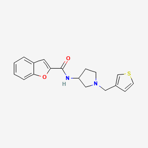 molecular formula C18H18N2O2S B2731542 N-{1-[(thiophen-3-yl)methyl]pyrrolidin-3-yl}-1-benzofuran-2-carboxamide CAS No. 2097911-84-5
