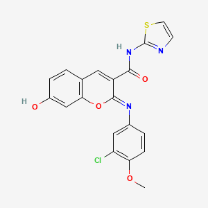 (2Z)-2-[(3-chloro-4-methoxyphenyl)imino]-7-hydroxy-N-(1,3-thiazol-2-yl)-2H-chromene-3-carboxamide