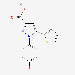 molecular formula C14H9FN2O2S B2731573 1-(4-氟苯基)-5-(噻吩-2-基)-1H-吡唑-3-甲酸 CAS No. 956704-21-5