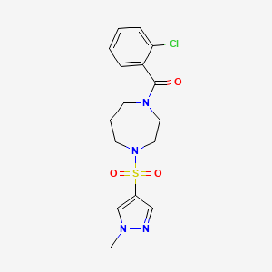 molecular formula C16H19ClN4O3S B2731575 (2-chlorophenyl)(4-((1-methyl-1H-pyrazol-4-yl)sulfonyl)-1,4-diazepan-1-yl)methanone CAS No. 2034337-31-8
