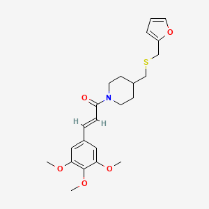 molecular formula C23H29NO5S B2731579 (E)-1-(4-(((furan-2-ylmethyl)thio)methyl)piperidin-1-yl)-3-(3,4,5-trimethoxyphenyl)prop-2-en-1-one CAS No. 1396890-24-6