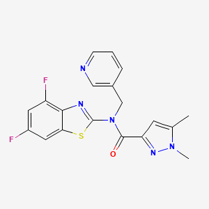 molecular formula C19H15F2N5OS B2731584 N-(4,6-difluorobenzo[d]thiazol-2-yl)-1,5-dimethyl-N-(pyridin-3-ylmethyl)-1H-pyrazole-3-carboxamide CAS No. 1013808-78-0