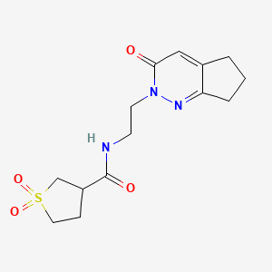 molecular formula C14H19N3O4S B2731591 N-(2-(3-oxo-3,5,6,7-tetrahydro-2H-cyclopenta[c]pyridazin-2-yl)ethyl)tetrahydrothiophene-3-carboxamide 1,1-dioxide CAS No. 2097899-53-9