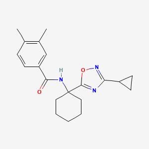 molecular formula C20H25N3O2 B2731593 N-(1-(3-cyclopropyl-1,2,4-oxadiazol-5-yl)cyclohexyl)-3,4-dimethylbenzamide CAS No. 1396678-91-3