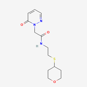 molecular formula C13H19N3O3S B2731600 2-(6-oxopyridazin-1(6H)-yl)-N-(2-((tetrahydro-2H-pyran-4-yl)thio)ethyl)acetamide CAS No. 1904320-53-1