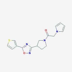 molecular formula C16H16N4O2S B2731606 2-(1H-pyrrol-1-yl)-1-(3-(5-(thiophen-3-yl)-1,2,4-oxadiazol-3-yl)pyrrolidin-1-yl)ethanone CAS No. 2034370-91-5