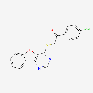 molecular formula C18H11ClN2O2S B2731607 2-(Benzofuro[3,2-d]pyrimidin-4-ylthio)-1-(4-chlorophenyl)ethanone CAS No. 845648-12-6