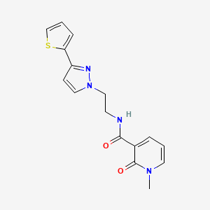 molecular formula C16H16N4O2S B2731646 1-methyl-2-oxo-N-(2-(3-(thiophen-2-yl)-1H-pyrazol-1-yl)ethyl)-1,2-dihydropyridine-3-carboxamide CAS No. 1448048-28-9