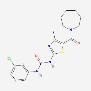 molecular formula C18H21ClN4O2S B2731647 1-(5-(Azepane-1-carbonyl)-4-methylthiazol-2-yl)-3-(3-chlorophenyl)urea CAS No. 942010-90-4