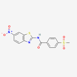molecular formula C15H11N3O5S2 B2731651 4-(methylsulfonyl)-N-(6-nitrobenzo[d]thiazol-2-yl)benzamide CAS No. 896336-32-6