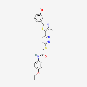 molecular formula C25H24N4O3S2 B2731656 N-(4-ethoxyphenyl)-2-((6-(2-(3-methoxyphenyl)-4-methylthiazol-5-yl)pyridazin-3-yl)thio)acetamide CAS No. 923202-55-5