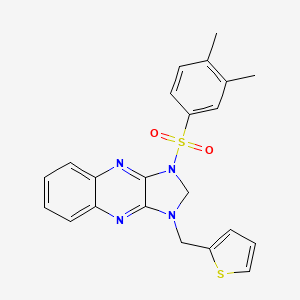 molecular formula C22H20N4O2S2 B2731660 3-(3,4-dimethylphenyl)sulfonyl-1-(thiophen-2-ylmethyl)-2H-imidazo[4,5-b]quinoxaline CAS No. 850239-16-6
