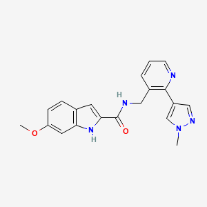 molecular formula C20H19N5O2 B2731661 6-methoxy-N-((2-(1-methyl-1H-pyrazol-4-yl)pyridin-3-yl)methyl)-1H-indole-2-carboxamide CAS No. 2034300-51-9