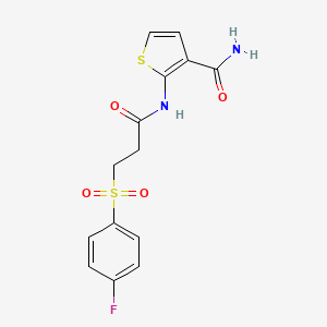 molecular formula C14H13FN2O4S2 B2731670 2-[3-(4-fluorobenzenesulfonyl)propanamido]thiophene-3-carboxamide CAS No. 895450-98-3