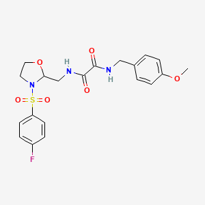 molecular formula C20H22FN3O6S B2731718 N1-((3-((4-fluorophenyl)sulfonyl)oxazolidin-2-yl)methyl)-N2-(4-methoxybenzyl)oxalamide CAS No. 868981-46-8