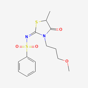 (E)-N-(3-(3-methoxypropyl)-5-methyl-4-oxothiazolidin-2-ylidene)benzenesulfonamide