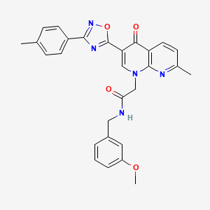 molecular formula C28H25N5O4 B2731745 N-[(3-methoxyphenyl)methyl]-2-{7-methyl-3-[3-(4-methylphenyl)-1,2,4-oxadiazol-5-yl]-4-oxo-1,4-dihydro-1,8-naphthyridin-1-yl}acetamide CAS No. 1032002-28-0