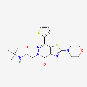 molecular formula C19H23N5O3S2 B2731752 N-(tert-butyl)-2-(2-morpholino-4-oxo-7-(thiophen-2-yl)thiazolo[4,5-d]pyridazin-5(4H)-yl)acetamide CAS No. 1021020-29-0