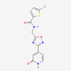 molecular formula C13H9ClN4O3S B2731764 5-氯-N-((3-(2-氧代-1,2-二氢吡啶-4-基)-1,2,4-噁二唑-5-基)甲基)噻吩-2-甲酰胺 CAS No. 2034349-50-1