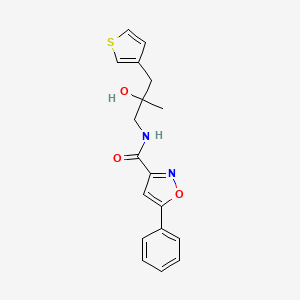 molecular formula C18H18N2O3S B2731769 N-[2-hydroxy-2-methyl-3-(thiophen-3-yl)propyl]-5-phenyl-1,2-oxazole-3-carboxamide CAS No. 2097884-61-0