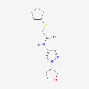 2-(cyclopentylthio)-N-(1-(tetrahydrofuran-3-yl)-1H-pyrazol-4-yl)acetamide