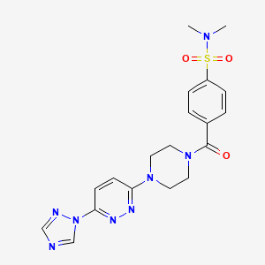 molecular formula C19H22N8O3S B2731775 4-(4-(6-(1H-1,2,4-triazol-1-yl)pyridazin-3-yl)piperazine-1-carbonyl)-N,N-dimethylbenzenesulfonamide CAS No. 1797719-31-3