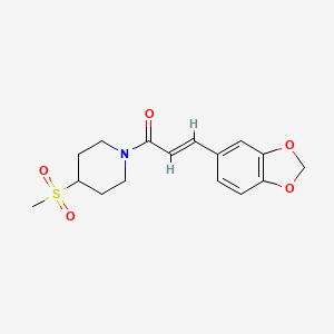 molecular formula C16H19NO5S B2731776 (E)-3-(benzo[d][1,3]dioxol-5-yl)-1-(4-(methylsulfonyl)piperidin-1-yl)prop-2-en-1-one CAS No. 1448139-40-9
