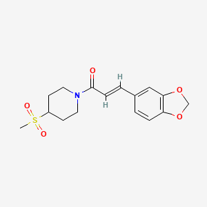 (E)-3-(benzo[d][1,3]dioxol-5-yl)-1-(4-(methylsulfonyl)piperidin-1-yl)prop-2-en-1-one