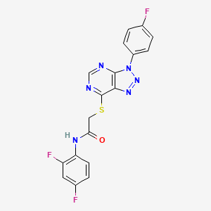 molecular formula C18H11F3N6OS B2731794 N-(2,4-difluorophenyl)-2-((3-(4-fluorophenyl)-3H-[1,2,3]triazolo[4,5-d]pyrimidin-7-yl)thio)acetamide CAS No. 863460-02-0