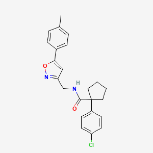 molecular formula C23H23ClN2O2 B2731795 1-(4-chlorophenyl)-N-((5-(p-tolyl)isoxazol-3-yl)methyl)cyclopentanecarboxamide CAS No. 952962-41-3