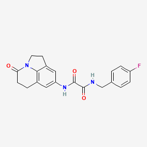 molecular formula C20H18FN3O3 B2731797 N'-[(4-fluorophenyl)methyl]-N-{11-oxo-1-azatricyclo[6.3.1.0^{4,12}]dodeca-4(12),5,7-trien-6-yl}ethanediamide CAS No. 898418-91-2