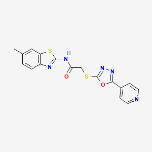 molecular formula C17H13N5O2S2 B2731799 N-(6-methylbenzo[d]thiazol-2-yl)-2-((5-(pyridin-4-yl)-1,3,4-oxadiazol-2-yl)thio)acetamide CAS No. 892046-16-1