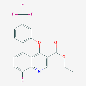 molecular formula C19H13F4NO3 B2731810 Ethyl 8-fluoro-4-[3-(trifluoromethyl)phenoxy]quinoline-3-carboxylate CAS No. 477847-21-5