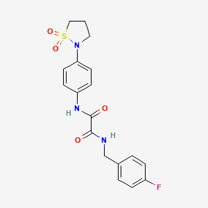 molecular formula C18H18FN3O4S B2731845 N1-(4-(1,1-dioxidoisothiazolidin-2-yl)phenyl)-N2-(4-fluorobenzyl)oxalamide CAS No. 1105245-69-9