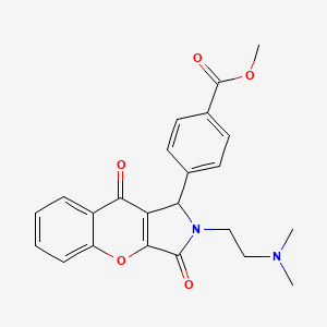 molecular formula C23H22N2O5 B2731849 Methyl 4-(2-(2-(dimethylamino)ethyl)-3,9-dioxo-1,2,3,9-tetrahydrochromeno[2,3-c]pyrrol-1-yl)benzoate CAS No. 631866-64-3