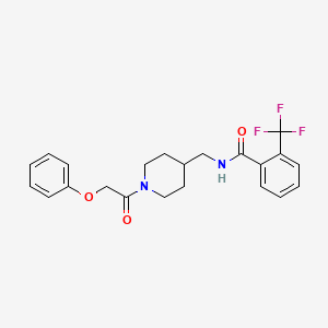 molecular formula C22H23F3N2O3 B2731871 N-((1-(2-phenoxyacetyl)piperidin-4-yl)methyl)-2-(trifluoromethyl)benzamide CAS No. 1234908-08-7