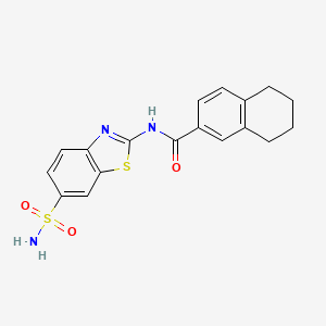 molecular formula C18H17N3O3S2 B2731917 N-(6-sulfamoyl-1,3-benzothiazol-2-yl)-5,6,7,8-tetrahydronaphthalene-2-carboxamide CAS No. 681166-75-6