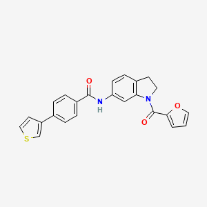 molecular formula C24H18N2O3S B2731994 N-(1-(furan-2-carbonyl)indolin-6-yl)-4-(thiophen-3-yl)benzamide CAS No. 2034408-53-0