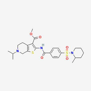 molecular formula C25H33N3O5S2 B2732024 methyl 2-{4-[(2-methylpiperidin-1-yl)sulfonyl]benzamido}-6-(propan-2-yl)-4H,5H,6H,7H-thieno[2,3-c]pyridine-3-carboxylate CAS No. 449768-01-8