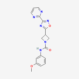 molecular formula C17H16N6O3 B2732030 N-(3-methoxyphenyl)-3-[3-(pyrimidin-2-yl)-1,2,4-oxadiazol-5-yl]azetidine-1-carboxamide CAS No. 1331270-58-6