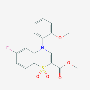molecular formula C17H14FNO5S B2732043 methyl 6-fluoro-4-(2-methoxyphenyl)-1,1-dioxo-4H-1lambda6,4-benzothiazine-2-carboxylate CAS No. 1357703-19-5