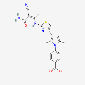 molecular formula C22H21N5O3S B2732099 Methyl 4-[3-[2-[[(Z)-4-amino-3-cyano-4-oxobut-2-en-2-yl]amino]-1,3-thiazol-4-yl]-2,5-dimethylpyrrol-1-yl]benzoate CAS No. 871804-20-5