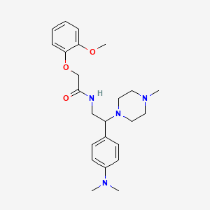 molecular formula C24H34N4O3 B2732103 N-{2-[4-(dimethylamino)phenyl]-2-(4-methylpiperazin-1-yl)ethyl}-2-(2-methoxyphenoxy)acetamide CAS No. 1005297-38-0