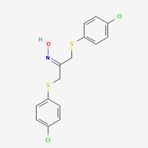 molecular formula C15H13Cl2NOS2 B2732116 N-{1,3-bis[(4-chlorophenyl)sulfanyl]propan-2-ylidene}hydroxylamine CAS No. 400082-27-1